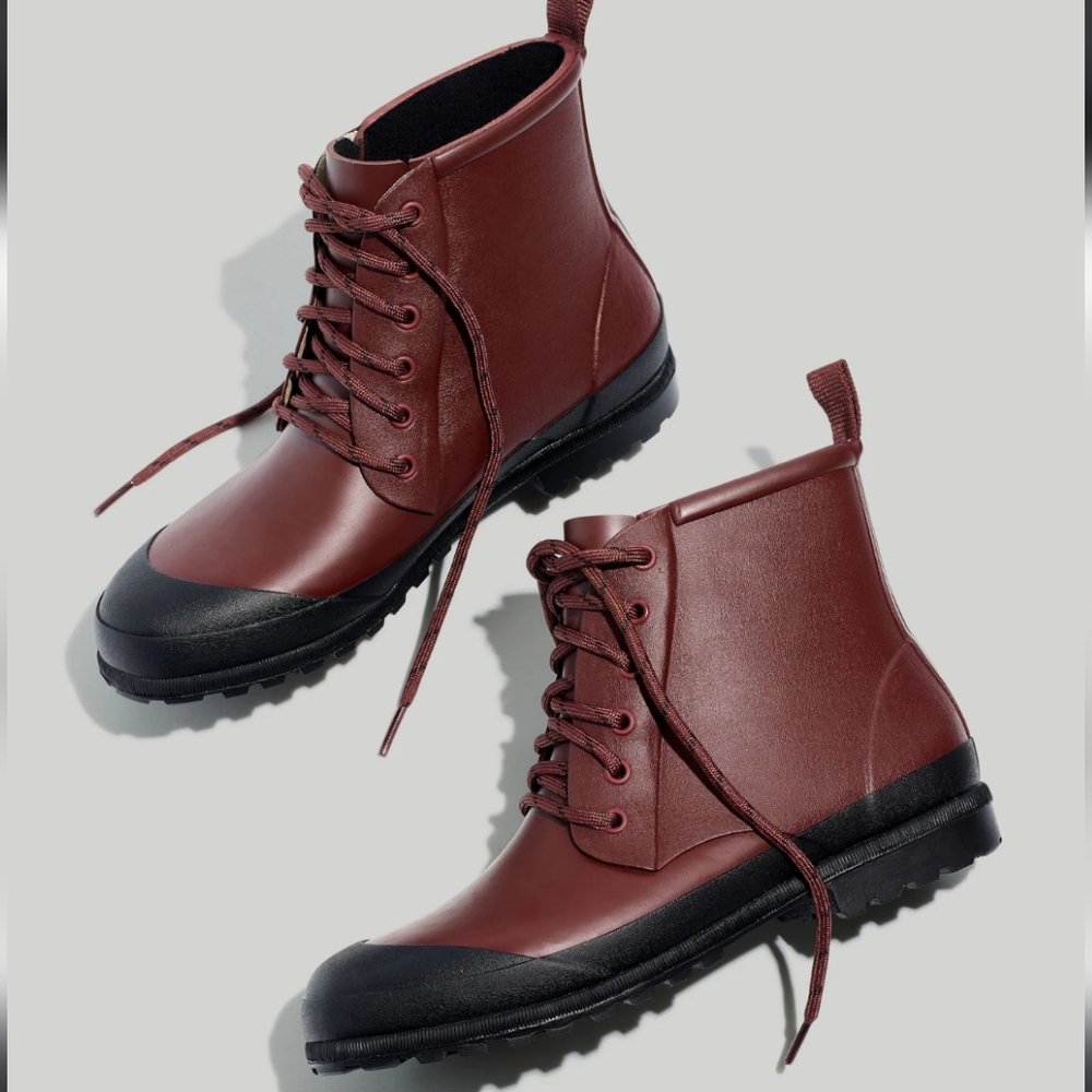 Madewell Lace-Up Lugsole Rainboots 8